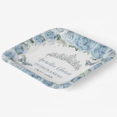 Baby Blue Floral Butterflies Tiara QUINCEAÑERA Pappteller (Gewinkelt)