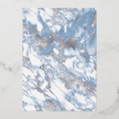 Baby Blue Floral Butterfly Quinceanera Silver Folieneinladung (Rückseite)