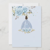 Baby Blue Floral Gold Quinceanera Princess Girl Einladung (Rückseite)