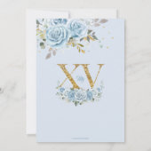 Baby Blue Floral Gold XV Quinceñera Quince 15 Einladung (Rückseite)