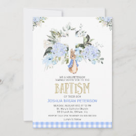 Baby Blue Floral Kariert Peter Rabbit Taufe Einladung