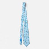 Baby Blue Floral Monogram Neck Tie Krawatte (Rückseite)