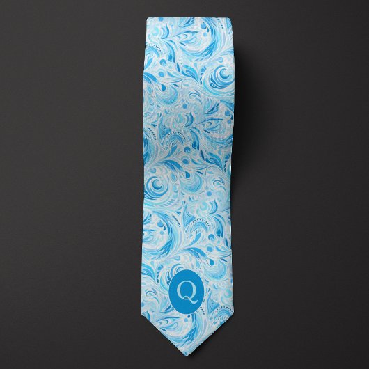 Baby Blue Floral Monogram Neck Tie Krawatte