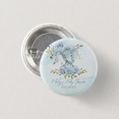 Baby Blue Floral Niedlich Elephant Boy Baby Dusche Button (Vorne & Hinten)