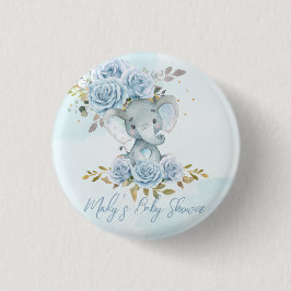 Baby Blue Floral Niedlich Elephant Boy Baby Dusche Button