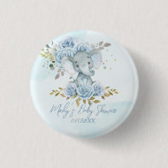 Baby Blue Floral Niedlich Elephant Boy Baby Dusche Button