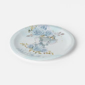 Baby Blue Floral Niedlich Elephant Boy Baby Dusche Pappteller (Schrägansicht)