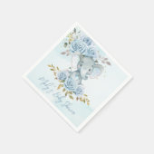 Baby Blue Floral Niedlich Elephant Boy Baby Dusche Serviette (Ecke)