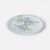 Baby Blue Floral Niedlich Elephant Boy Baby Shower Pappteller (Schrägansicht)