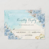Baby Blue Floral Pampas Grass Beach Sweet 16 Antwo RSVP Karte (Vorne/Hinten)