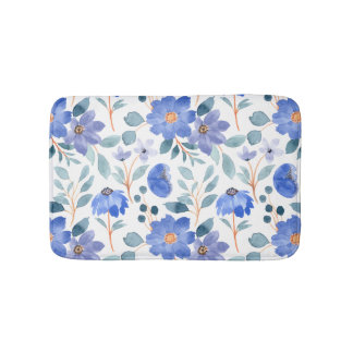 Baby Blue Floral Pattern Badematte