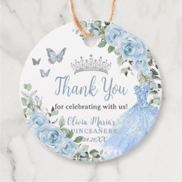 Baby Blue Floral Princess Dress Silver Quinceañera Geschenkanhänger