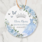 Baby Blue Floral Princess Dress Silver Quinceañera Geschenkanhänger (Rückseite)