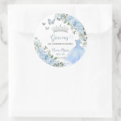 Baby Blue Floral Princess Dress Silver Quinceañera Runder Aufkleber (Tasche)