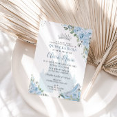 Baby Blue Floral Princess Glass Shoe Quinceañera Einladung