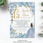 Baby Blue Floral Princess Quinceañera Gebet Card Begleitkarte