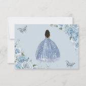 Baby Blue Floral Quinceanera Sweet 16 Brown Girl Save The Date (Rückseite)