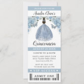 Baby Blue Floral Quinceañera Sweet 16 VIP Ticket Einladung (Vorderseite)