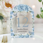Baby Blue Floral Quinceañera XV 16 Tischnummer