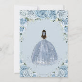 Baby Blue Floral Rose Girl Silver Erste Kommune Einladung (Rückseite)