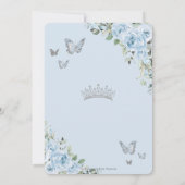 Baby Blue Floral Silver Butterfells Quinceañera Save The Date (Rückseite)