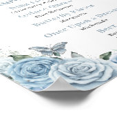 Baby Blue Floral Silver Quinceanera Bar Drink Menü Poster (Ecke)