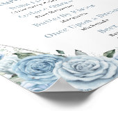 Baby Blue Floral Silver Quinceñera Drink Menü Poster (Ecke)