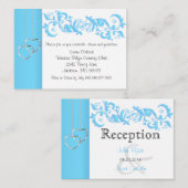 Baby Blue Floral Swirl and White - Empfang Begleitkarte (Vorne/Hinten)