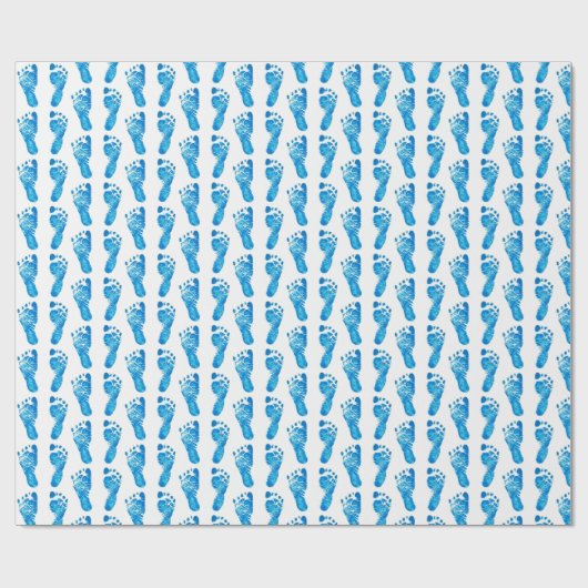 Baby Blue Footprints Paper Geschenkpapier (Flach)
