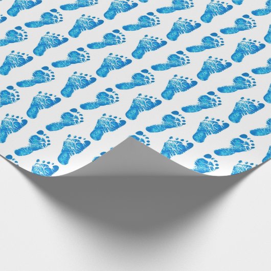 Baby Blue Footprints Paper Geschenkpapier (Ecke)
