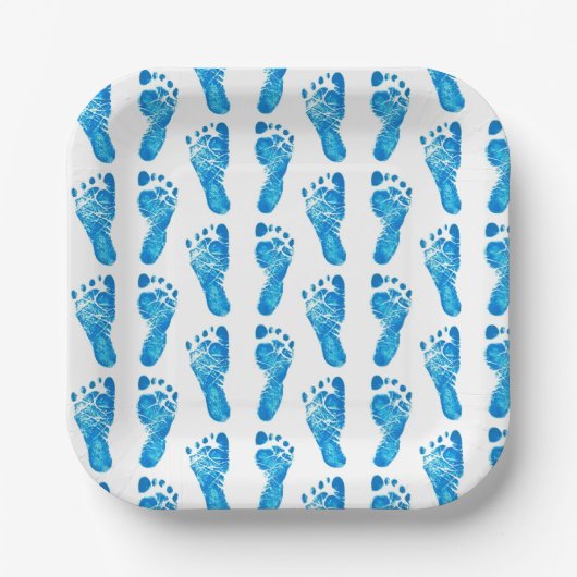 Baby Blue Footprints Pappteller (Vorderseite)