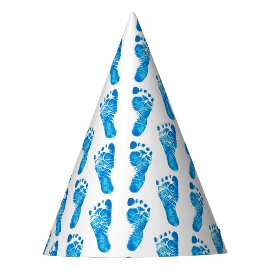 Baby Blue Footprints Partyhütchen (Vorderseite)