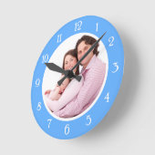 Baby Blue Foto Frame Runde Wanduhr (Winkel)