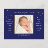 Baby Blue Foto Geburtsankündigung Postkarte (Vorderseite)