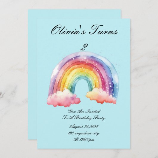 Baby Blue Geburtstagsfeier Einladung (Vorne/Hinten)