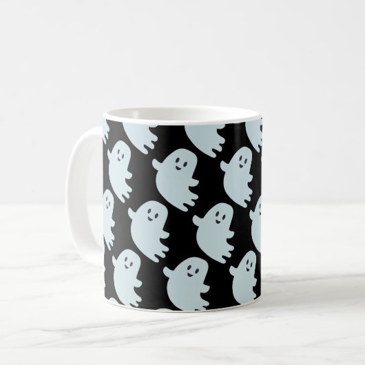 Baby Blue Ghosts Halloween auf Black Kaffeetasse (Vorderseite Links)