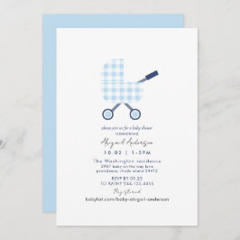 Baby Blue Gingham Baby Shower Einladung