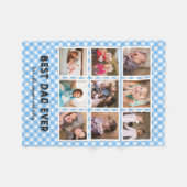 Baby Blue Gingham Bester Vater je Foto Collage Fleecedecke (Vorderseite (Horizontal))