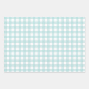 Baby Blue Gingham Geschenkpapier Set