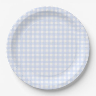 Baby Blue Gingham Kariert Pappteller