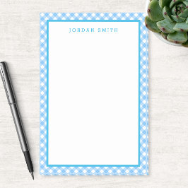 Baby Blue Gingham mit Border Post-it Klebezettel
