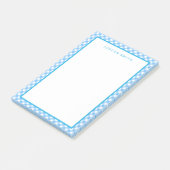 Baby Blue Gingham mit Border Post-it Klebezettel (angewinkelt)