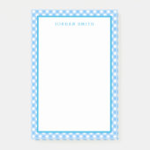 Baby Blue Gingham mit Border Post-it Klebezettel (Vorderseite)