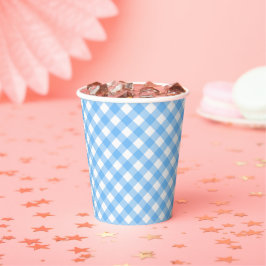 Baby Blue Gingham Paper Cups Pappbecher