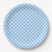 Baby Blue Gingham Paper Plate Pappteller (Vorderseite)