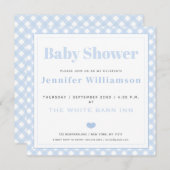 Baby Blue Gingham Pattern Baby Dusche Einladung (Vorne/Hinten)