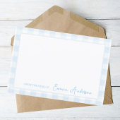 Baby Blue Gingham Personal Stationery Dankeskarte
