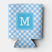 Baby Blue Gingham Personalize Monogram Dosenkühler (Vorderseite)