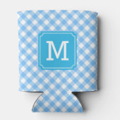 Baby Blue Gingham Personalize Monogram Dosenkühler (Rückseite)