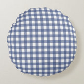 Baby Blue Gingham Rundes Kissen (Vorderseite)